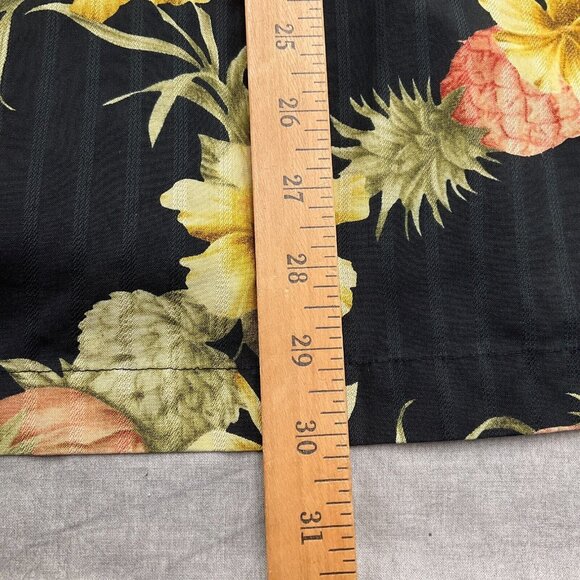 Tommy Bahama Shirt Men Large Black Gold Peach Pineapple Orchid Aloha Tropical - Picture 7 of 9